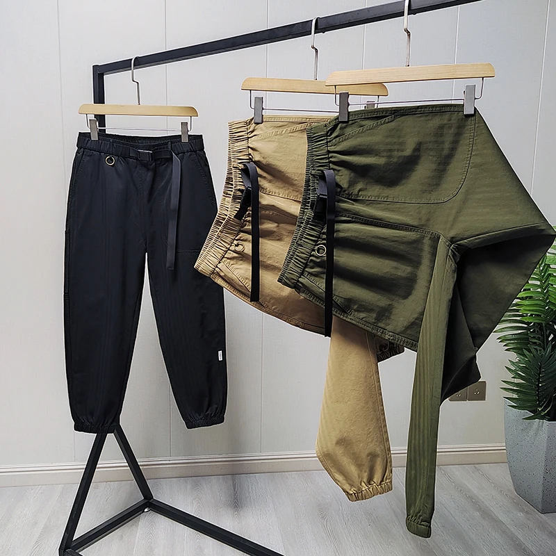 

Мужские повседневные брюки из хлопка цвета хаки в американском ретро-стиле, облегающие, весенне-летние, новые, удобные, дышащие, рабочие брюки