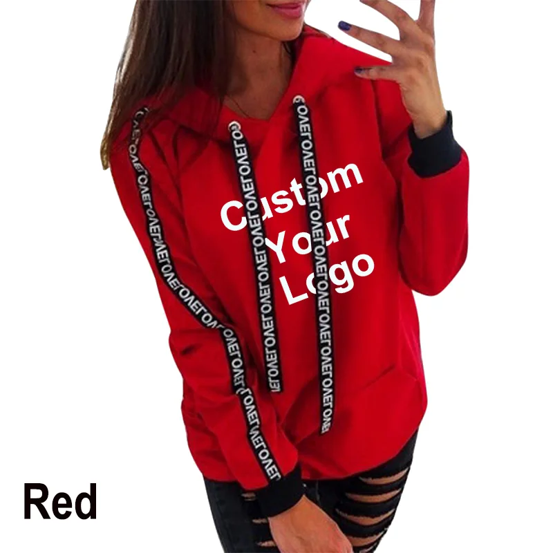 New Autumn Winter Fashion Custom Your Logo Thin Fleece Hoodies for Women Sweatshirts for Young Women Loose Casual Blouse