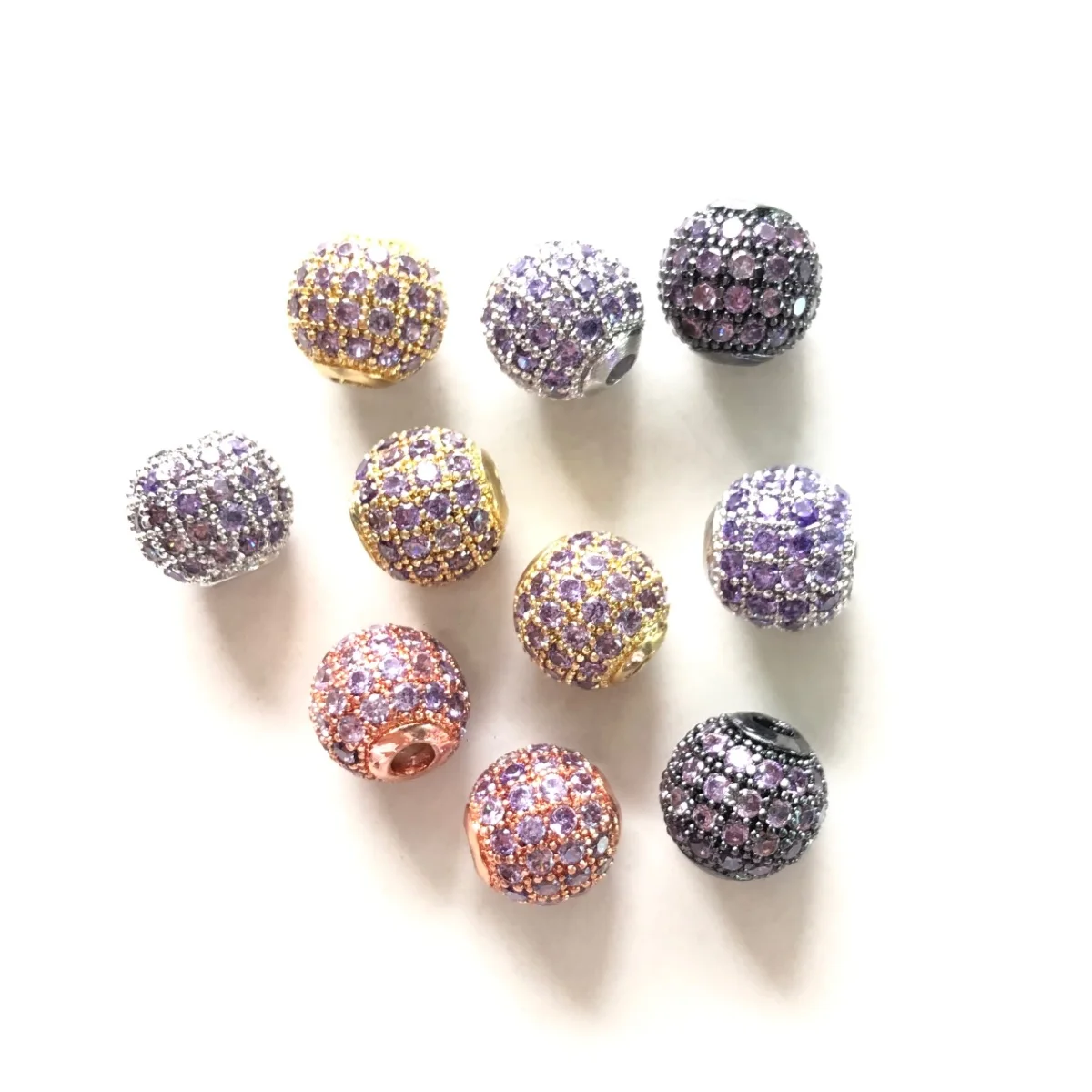 10pcs 6mm 8mm Colorful Zirconia Pave Disco Ball Spacer Beads for Women Bracelet Necklaces Waist Making Girl Jewelry Finding Bulk