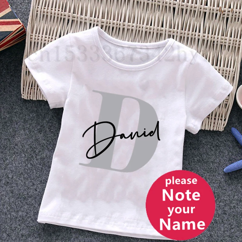 Custom Letter Name kids T-shirt Boy Personalised Initial Clothes Summer Short Sleeve Tops Print Kids Tees Casual Toddler Outfits