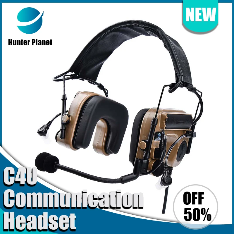 

C4U Pickup Noise Reduction Headworn Communication Headset Tactical Outdoor Battle Earphone