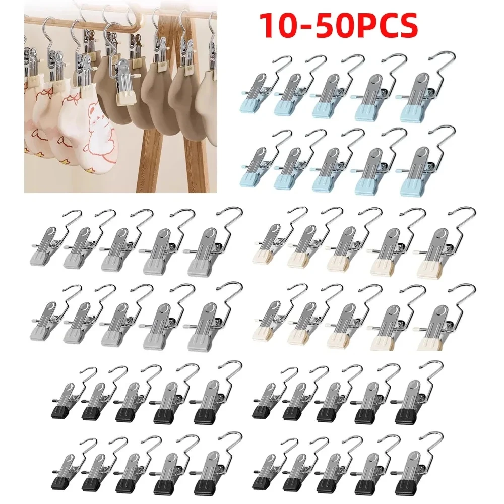 

10-50Pcs Premium Stainless Steel Anti-Rust Clip Space-Saving Hanger Anti-Slip Multifunctional Storage Hanging Garment Clips