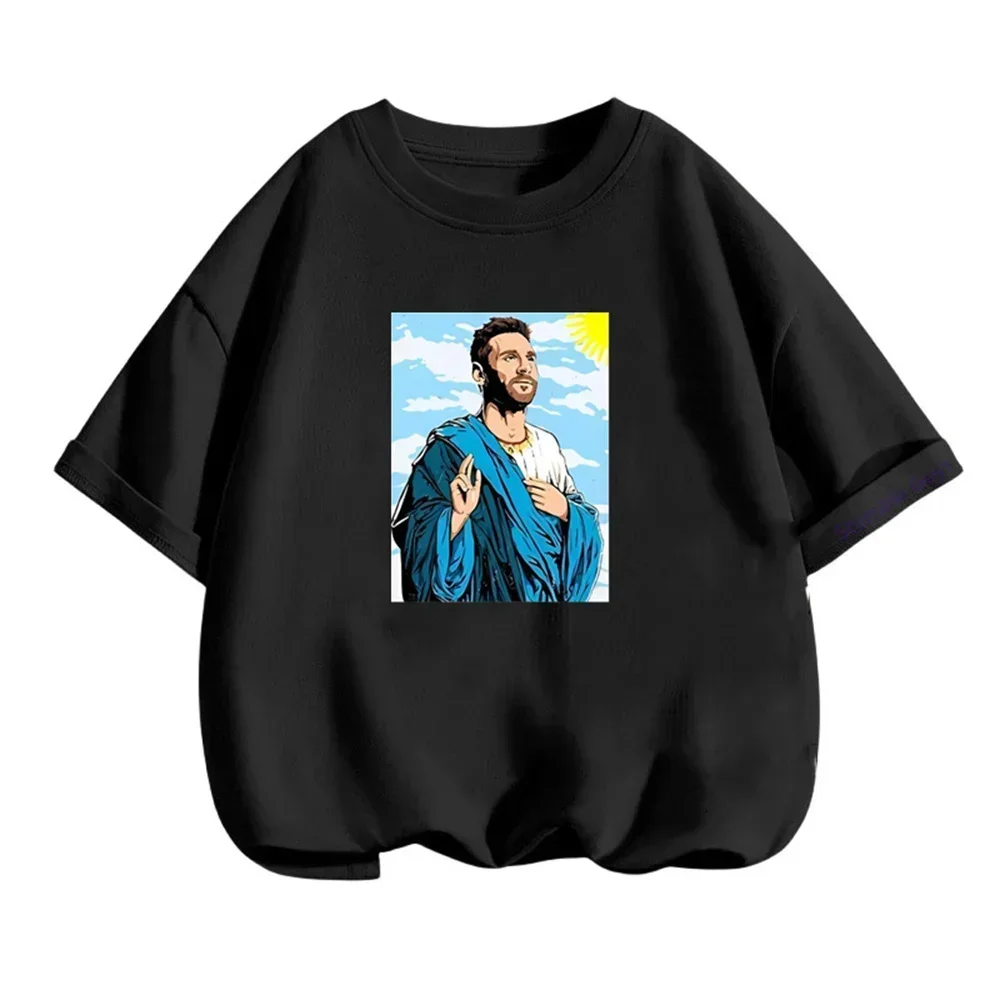 

Messi Printed Children's Clothing Summer Marvel Kids T-shirt Boys Girls Casual Short-sleeved Fashion Black Shirts Sportswear Top