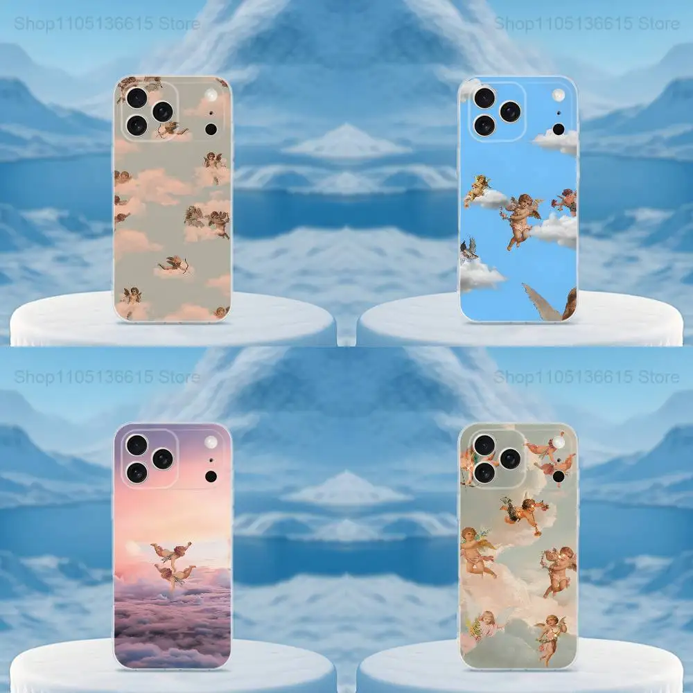 

Cute Painting Angel Baby Phone Case For iPhone 16,15,14,13,12,11,17 Pro,Max,Plus,X,XS,XR,SE,Mini Transparent Soft Cover