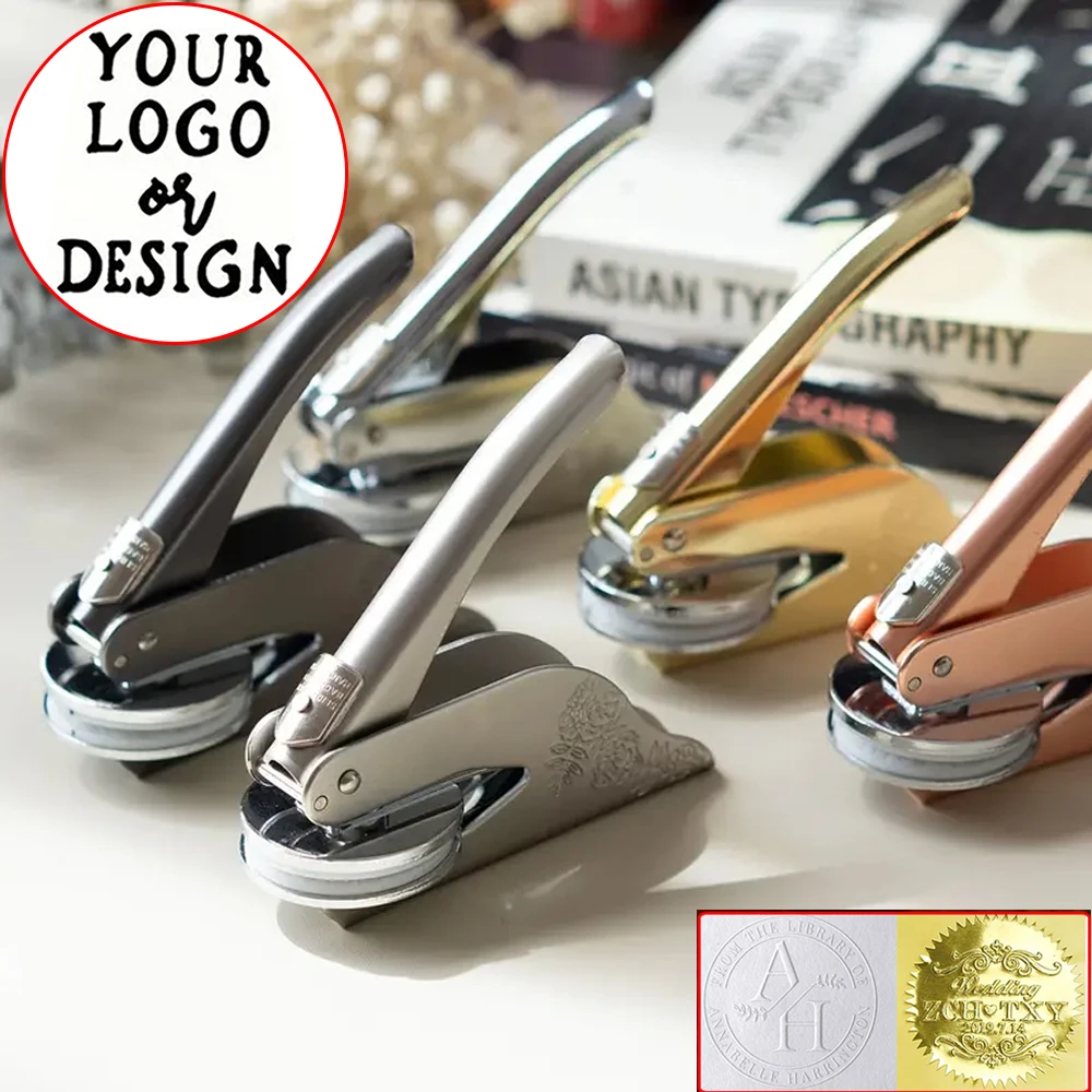 Customize Embossing Stamp Wedding Monogram Embosser Stamp,Personalized 2 Initials Embosser Stamp,Wedding Gift,Hand Held Embosser