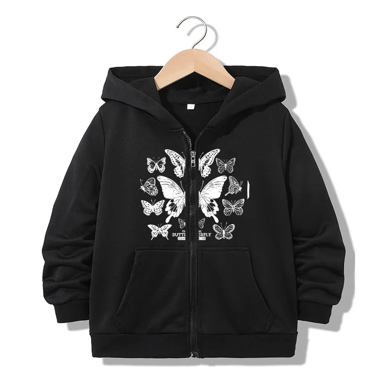 Zipper Hoodie Funny Casual Butterfly graphic Hoodies Jackets Boys Girls Y2k Zip Up Sweatshirt hoodies