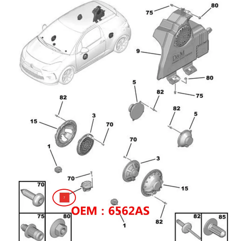 6562AS 9663994180 for Peugeot 508 3008 Citroen C3 DS3 DS4 DS5 Berlingo C5 C6 Original new car audio instrument speaker tweeter 