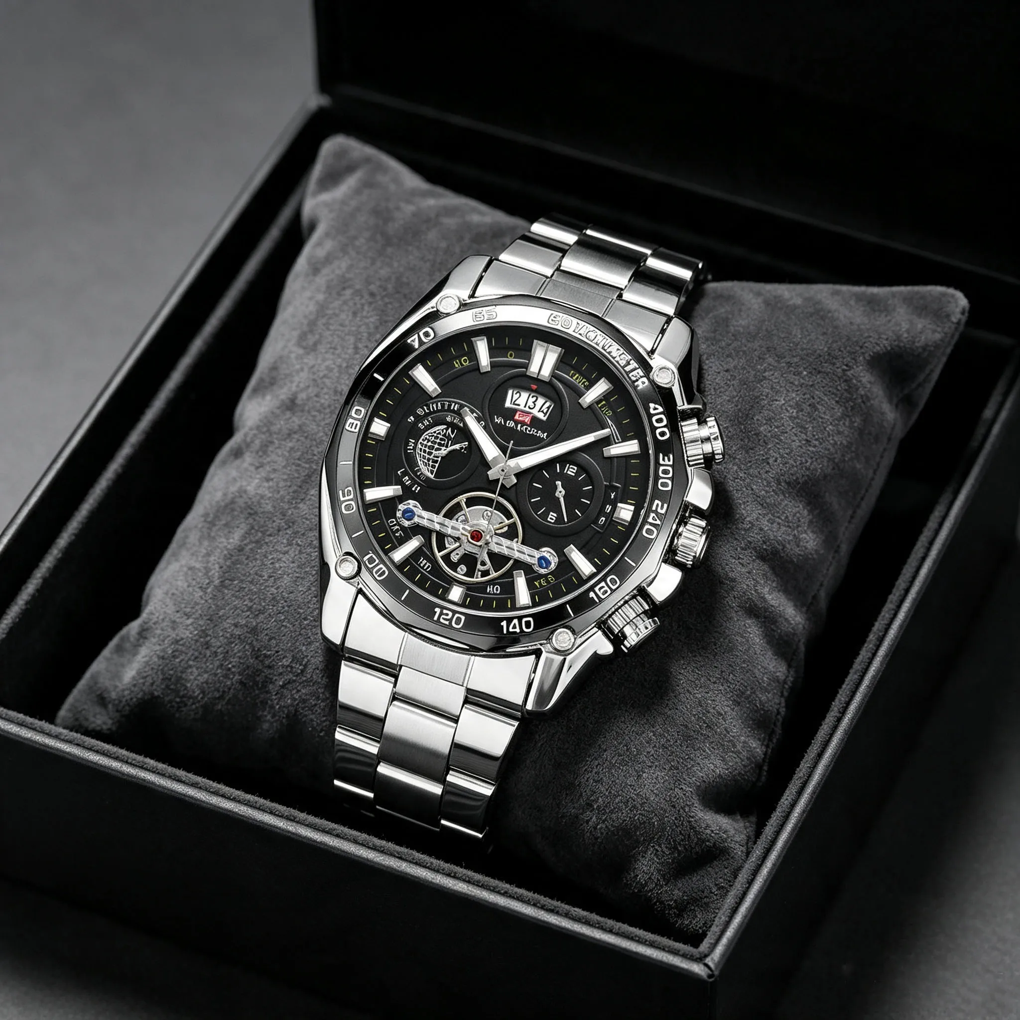 Relogio Masculino Top Brand Mens Luxury Business Watch Big Dial Stainless Steel Luminous Hands Clock Chic Waterproof Wristwatch