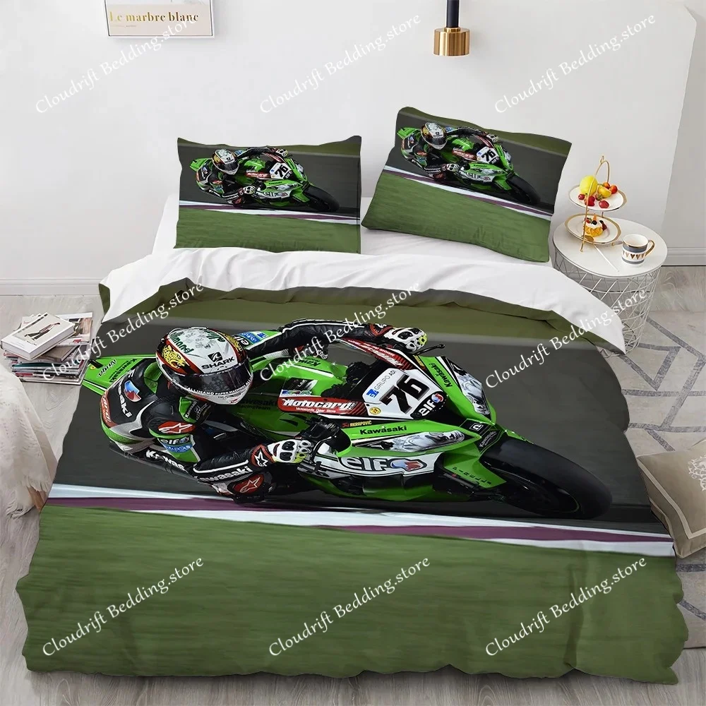 Dirt Bike Bedding Sets Motocross Racer Duvet Cover Set Boys Comforter Cover Set,Kids Extreme Sports Style Bedding Set