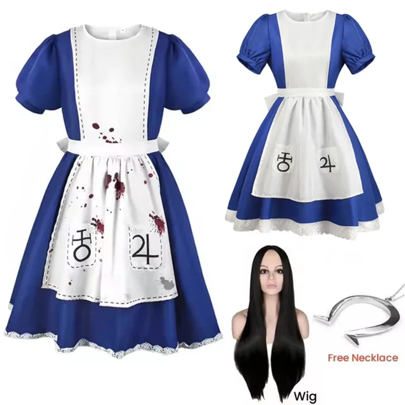 أنيمي الأميرة خادمة المئزر فستان لعبة الجنون يعود أليس تأثيري حلي للنساء الفتيات حفلة الهالوين jk ؛ 6 #2