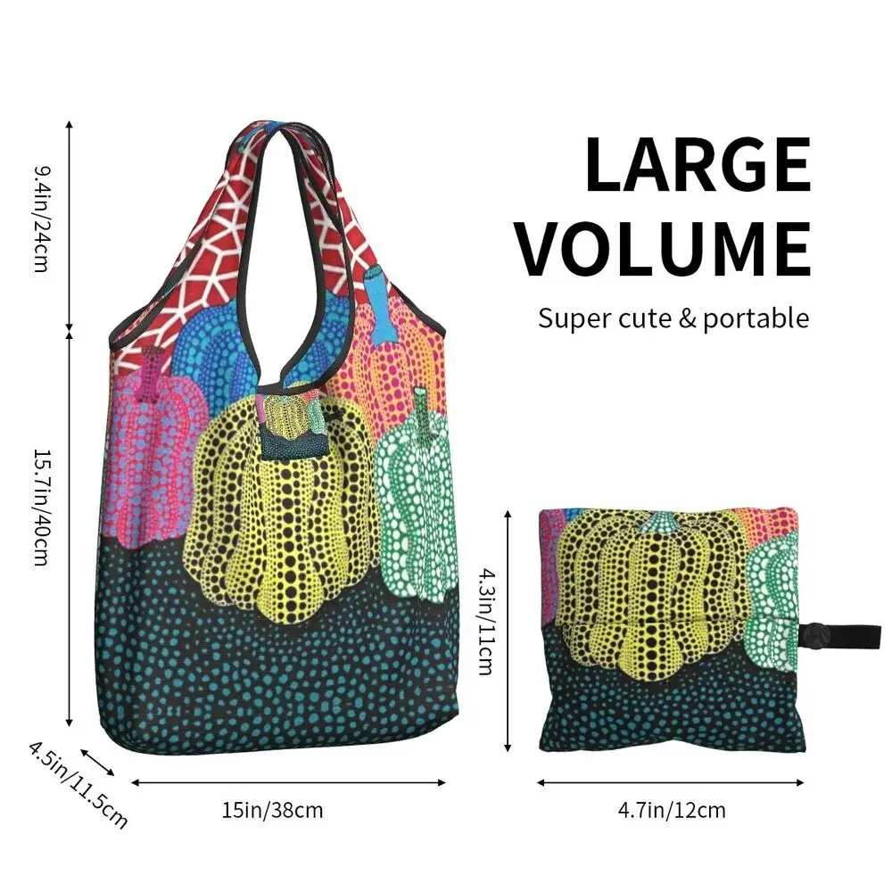 Abstract Painting Yayoi Kusama Grocery Shopping Bag Fashion Shopper Shoulder Tote Bag Big Capacity Portable Handbag