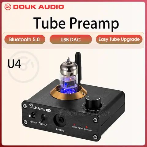 Douk Audio U4 Mini Bluetooth 5.0 Tube Headphone Amplifier USB DAC Stereo Audio Preamp USB Sound Card APTX-LL