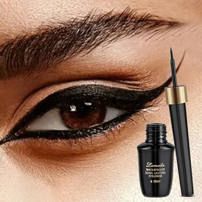 Lápiz Delineador de ojos líquido negro resistente al agua ultrafino de Gel de punta dura de larga duración delineador de ojos de maquillaje ultrafino de secado rápido