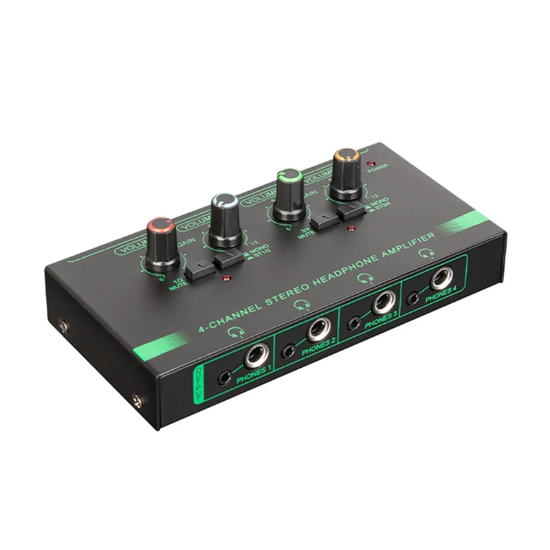 

4 Channels Headphone Volume Amplifiers Multiple Volume Adjusters for Stage Performances Individual Composition