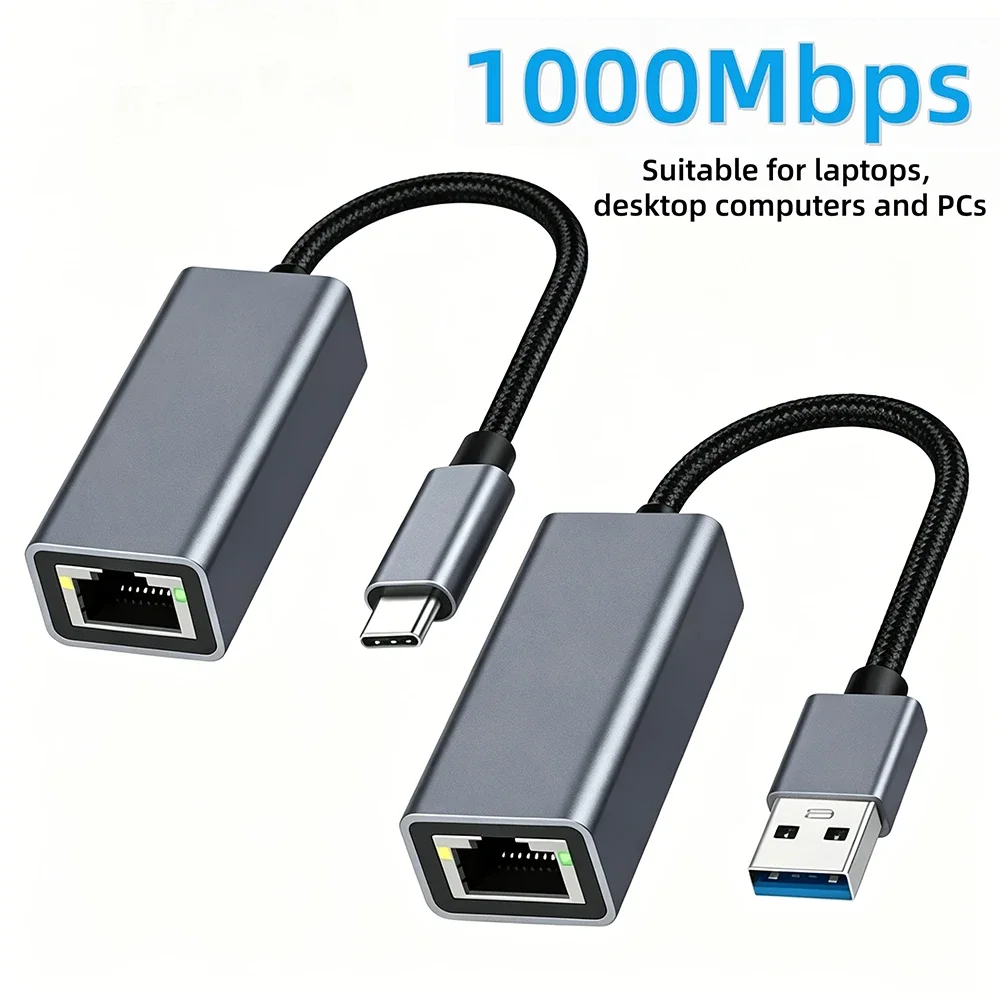 USB Type C Ethernet Adapter 1000Mbps USB 3.0 RJ45 Network Card For MacBook PC Windows XP 7 8 10 Android USB Lan Internet Cable