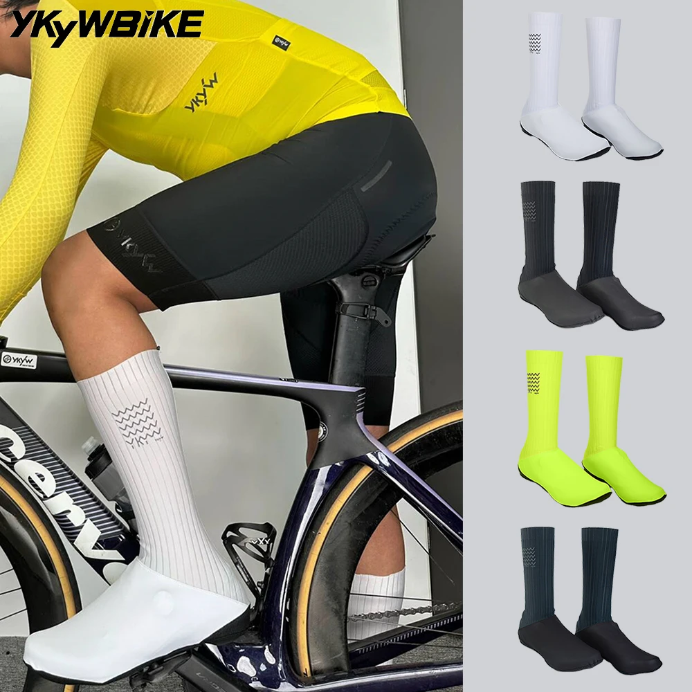 YKYWBIKE AERO Men Cycling Shoes Cover Road Bike Overshoes Waterproof MTB Boot Covers Windproof Pro Anti-Slip Overshoes 4 Color