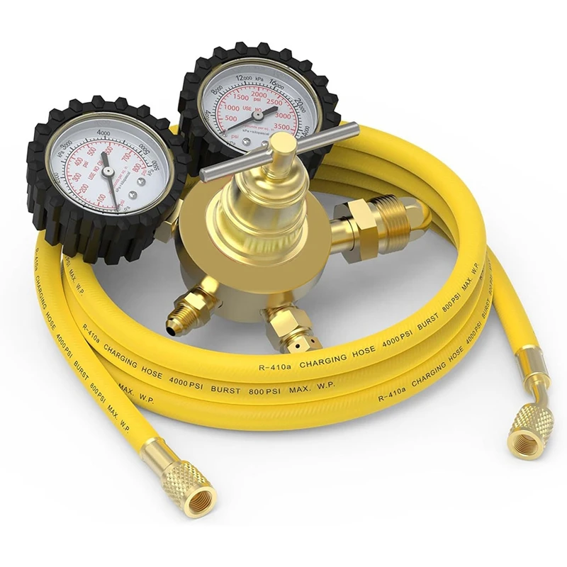 Nitrogen Regulator+Hose,0-800 PSI And 0-4000PSI Output Pressure,CGA580 Inlet Connection And 1/4In Male Flare Fitting