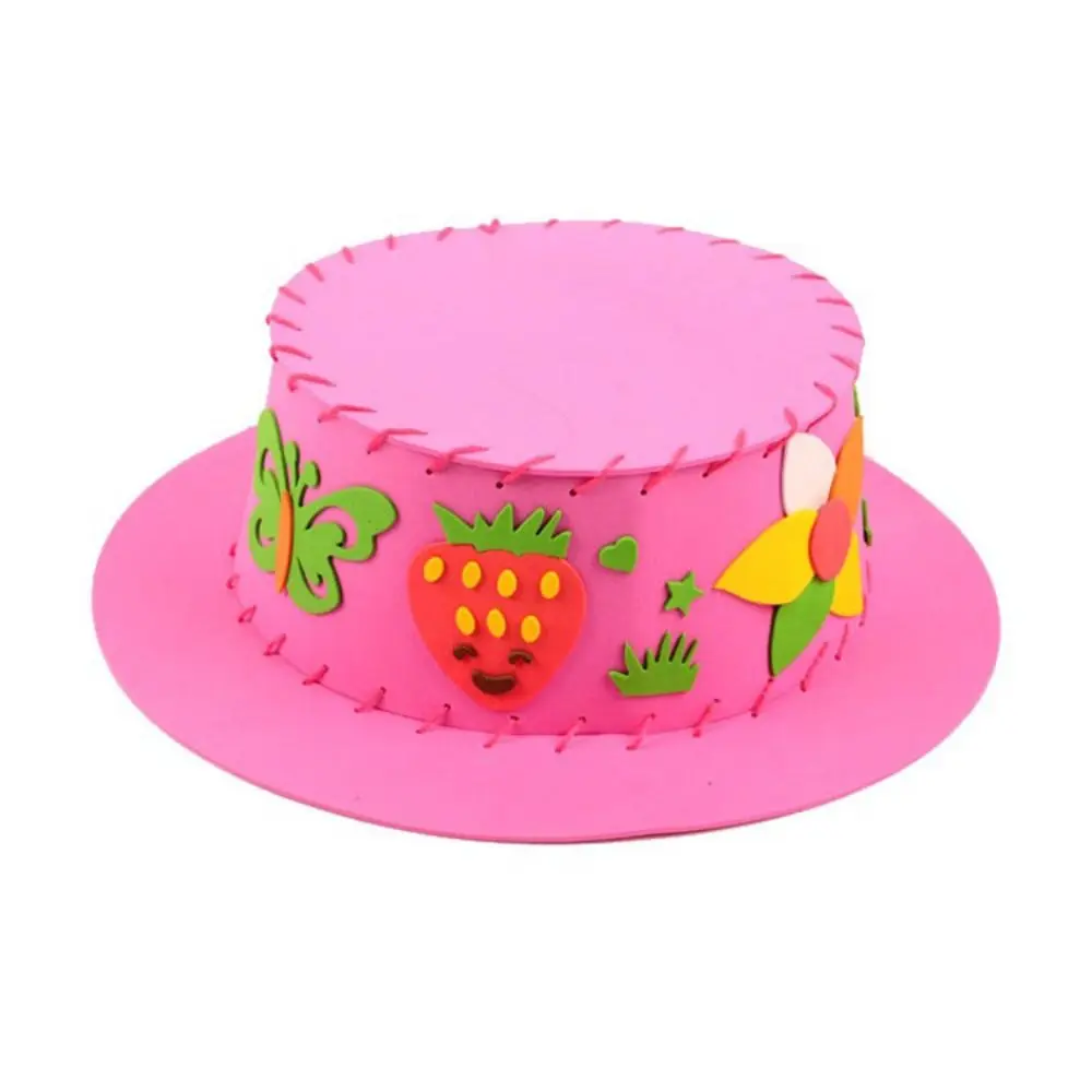 Cartone animato tessitura bambini cappello fai da te giocattolo fiori animali cucito a mano cappello Eva giocattoli arte artigianato asilo