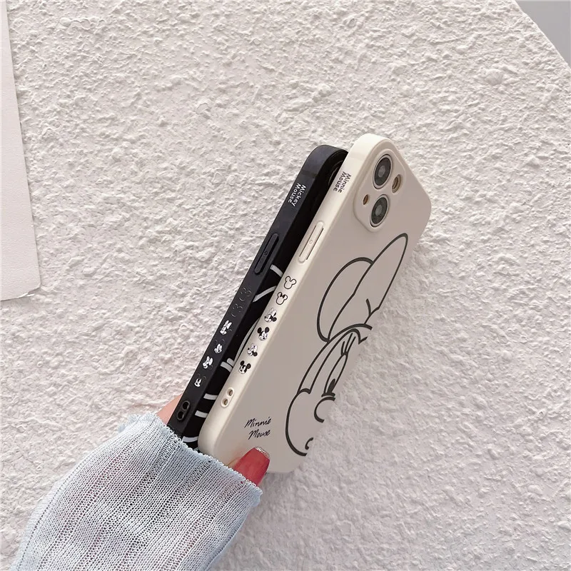 Disney-Capa de Silicone para iPhone, Mickey, Minnie Mouse, Jarra de Abelha, Desenhos Animados 3D, Capa de Proteção Suave para iPhone X, XR, 11, 12, 13, 14, 15 Pro Max
