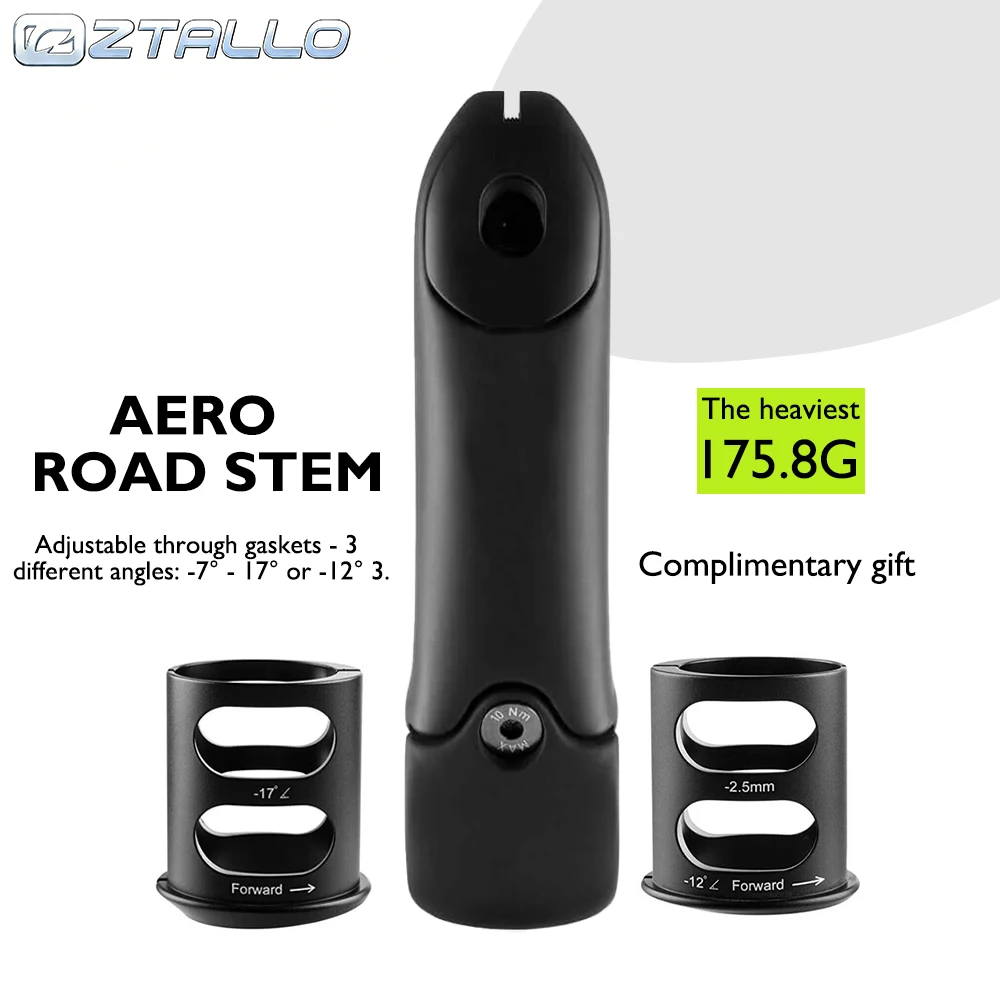 

Aero Design Aero Road Stem 100% OneWay Carbon Fiber 31.8mm Clamp 1 1/8" 28.6mm -12°/-17°/-7° Shim 6Nm Torque 90-140mm Light High