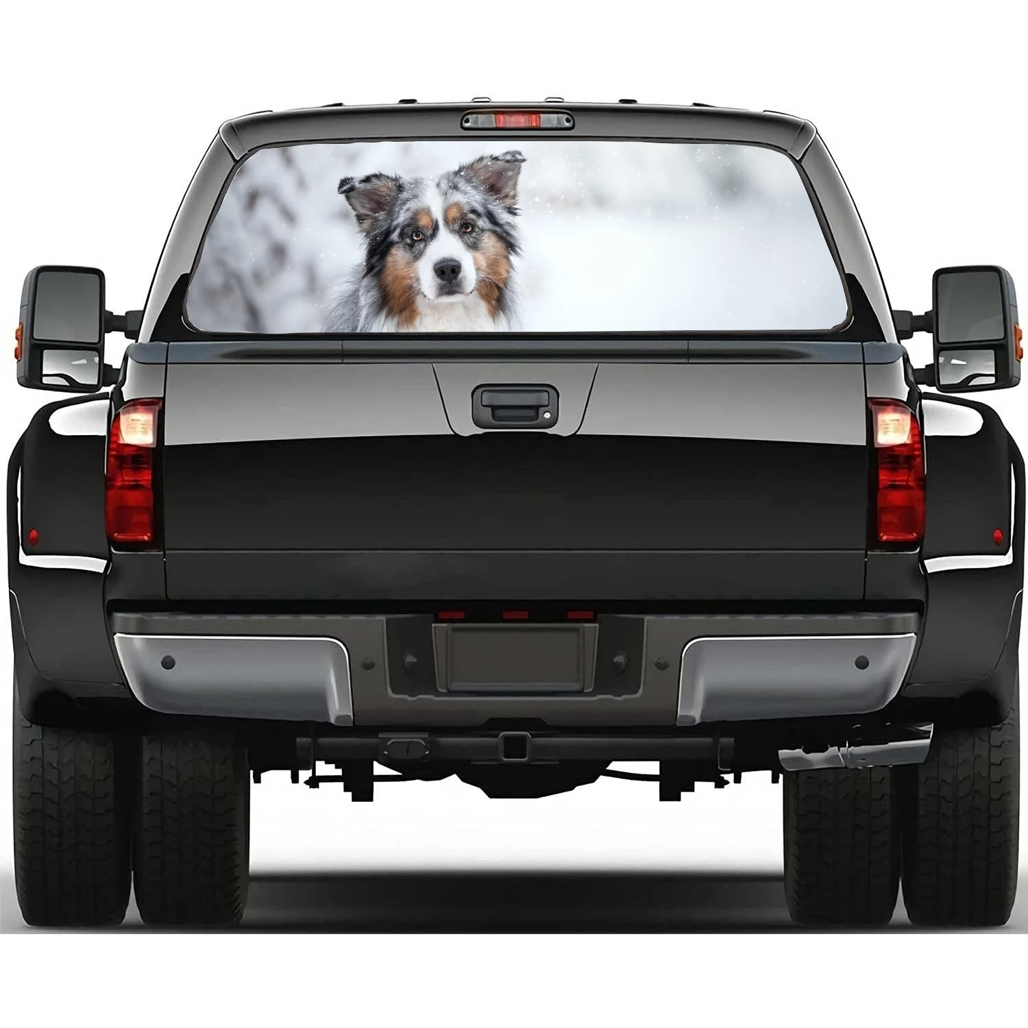 Animal Australian Shepherd Car Rear Windshield Sticker Truck Window See Through Perforated Back Window Vinyl Decal Decoration