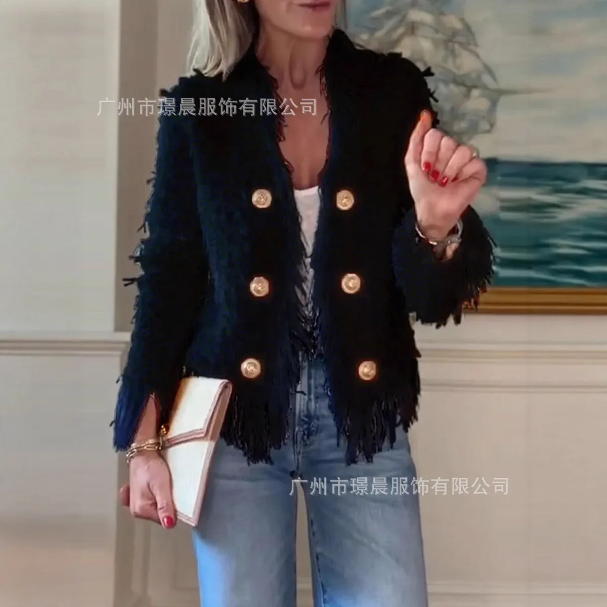 Mode Elegante Einfarbig Quaste Mantel Frauen Temperament Trendy Langarm einreiher Jacke Mäntel Weibliche Herbst Winter