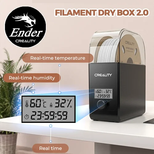 Imagen 1 del producto Creality Nueva caja seca de filamento de 1 KG 2.0 Temperatura ajustable 45 ℃ -65 ℃ Monitoreo de humedad en tiempo real Calentamiento de aire caliente Configuración 0-24h