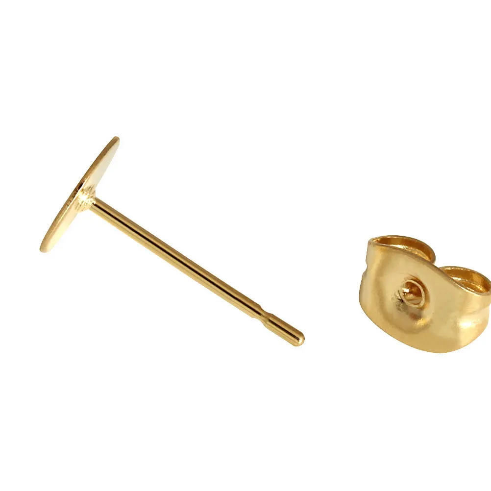 

400 pcs 8Mm Iron Earring Studs Flat Pad Diy Jewelry Making Supplies Golden Earrings Posts Accessories Material For Craft
