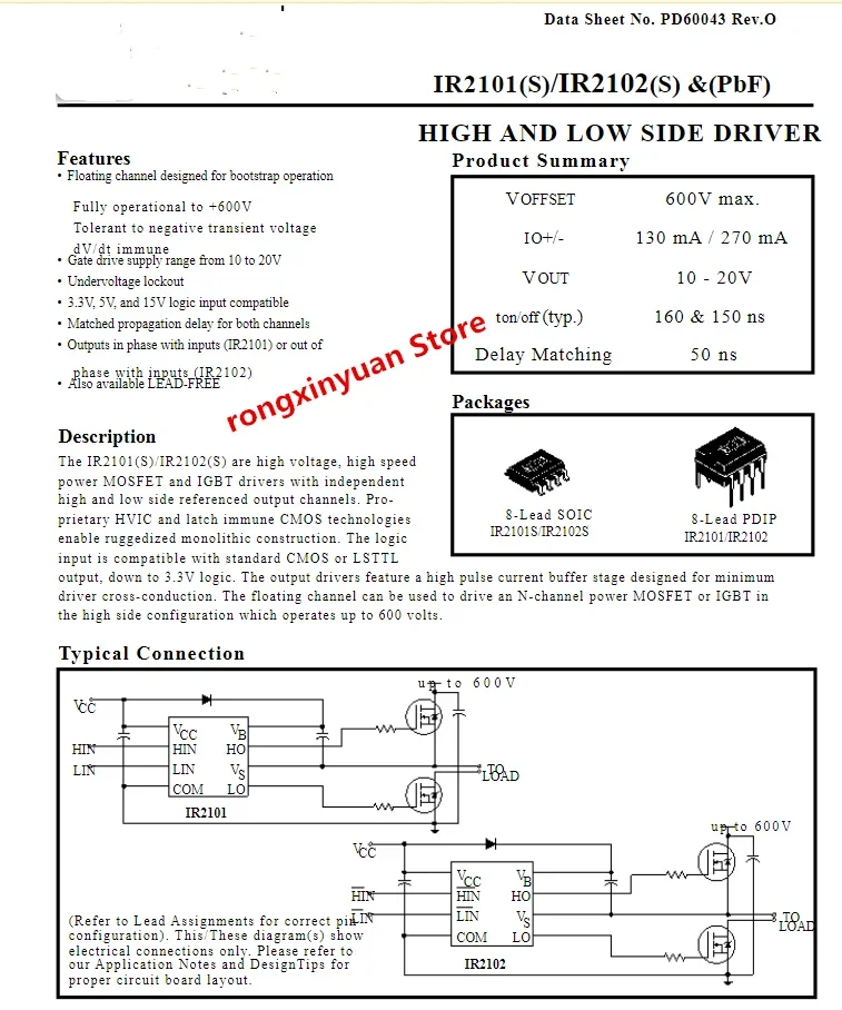 5-20pcs/lot  IR2101STRPBF IR2101S  SOP-8 IR2101SPBF  IR2101STR  IR2101  600V HIGH AND LOW SIDE DRIVER 100% New Original