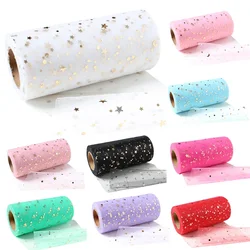 Gold/Silver Star Glitter Sequin Tulle Roll 25 Yard 14cm Spool Tutu Wedding Deco Organza Laser DIY Craft Birthday Party Supplies