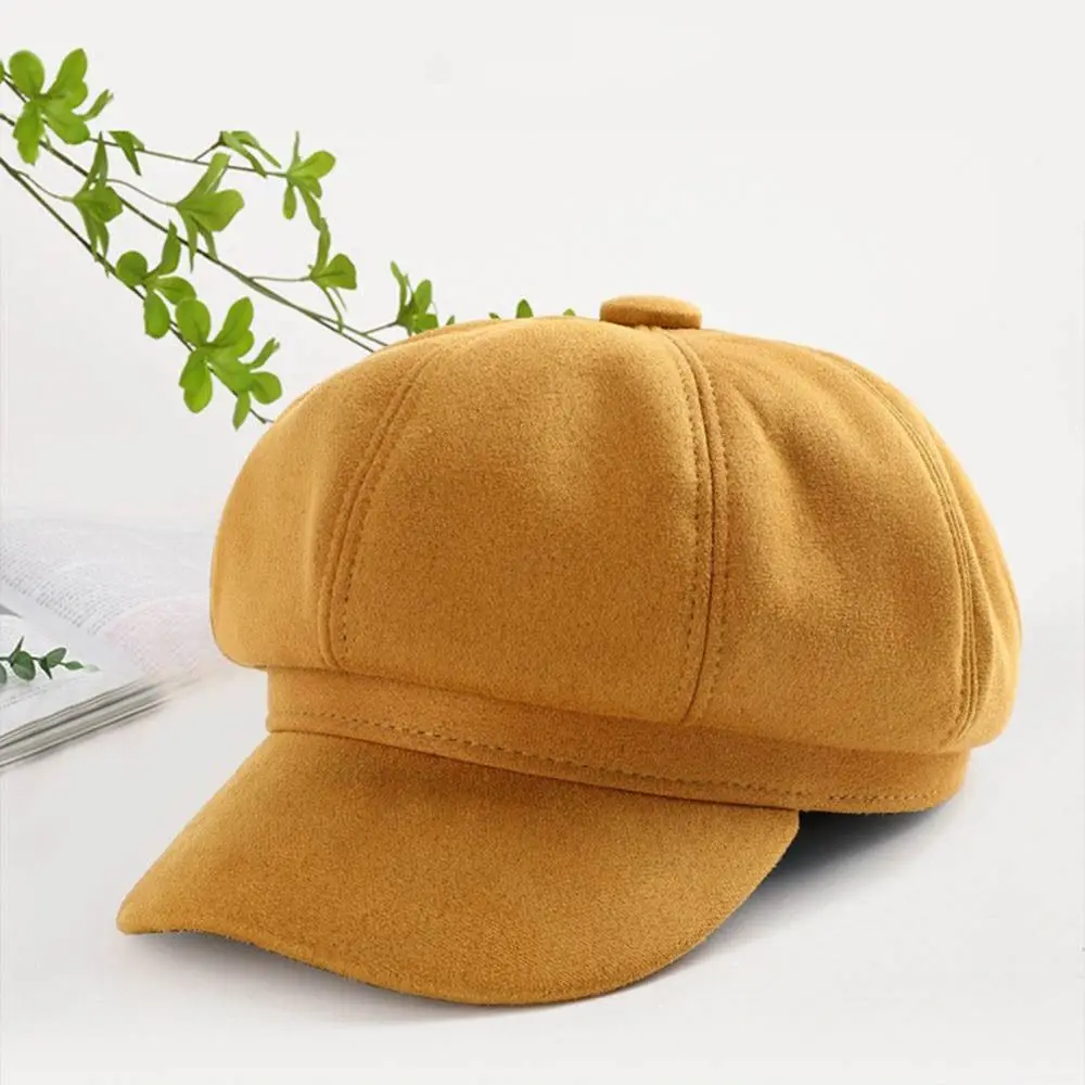 Women Solid Color Truck Hat Hats & Caps Suede Fabric Baker Cap Newsboy Hat Berets Beret Hat