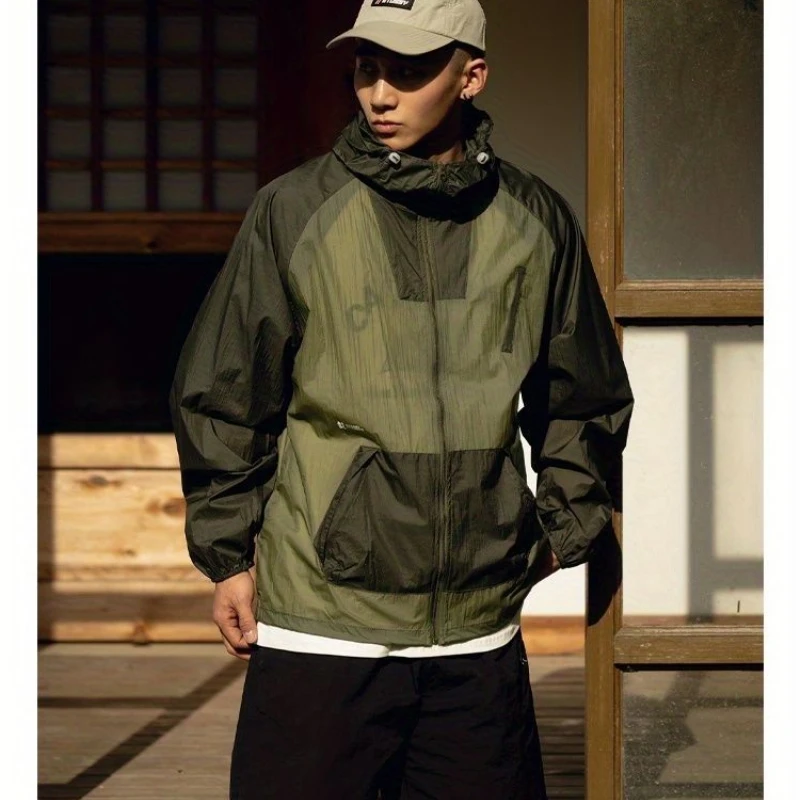 Men Zipper Jacket Long Sleeve Pockets Sweatshirt Running Outdoor Fishing Sun Protective Clothing Lightweight Hooded Coat New