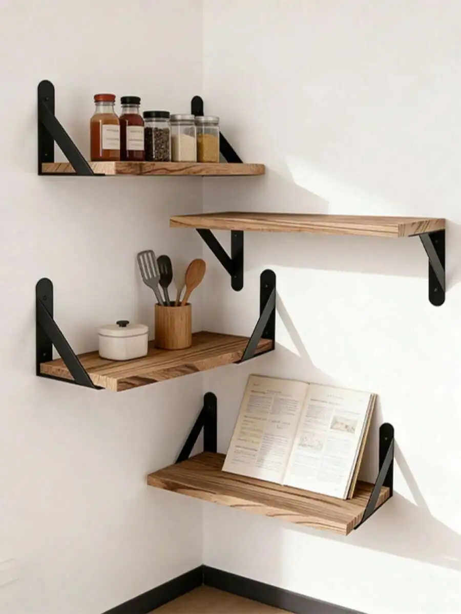 1pc Floating Shelf For Wall Decor, Rustic Wood Wall Shelf For Bedroom, Farmhouse Shelf For Bathroom, Hanging Shelf For Storage,