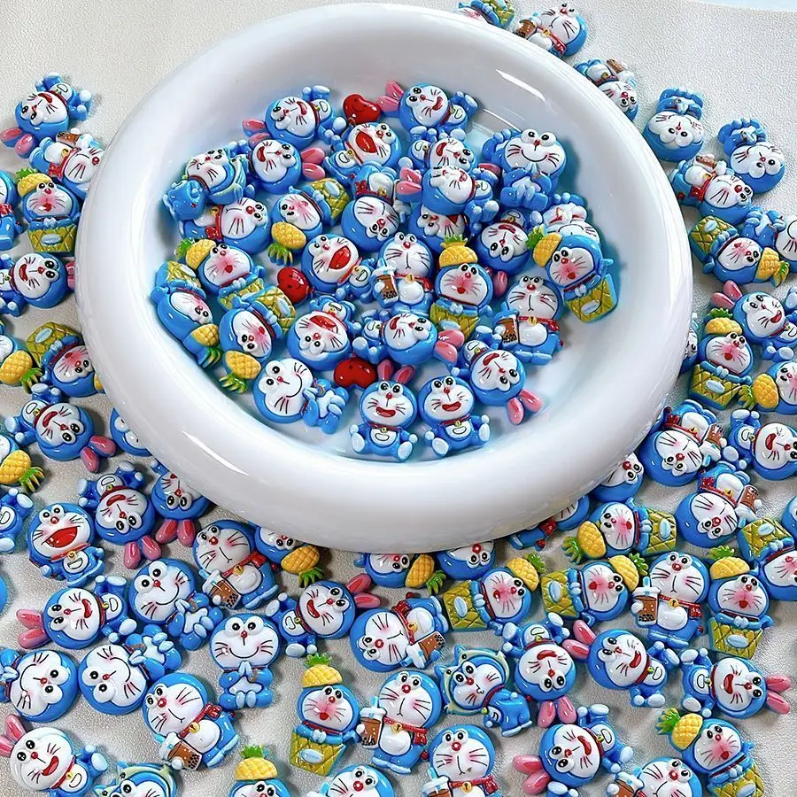New Mini Cute Cartoon Pineapple Doraemon Hair Clips & Fridge Magnets Resin Accessories for Phone Case
