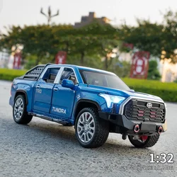 Scale 1:32 TUNDRA Pickup 4X4 Car Model Toys Alloy Diecast Off-road Vehicle 6 Doors Opened Sound Light Pull Back Toy Gift for Kid