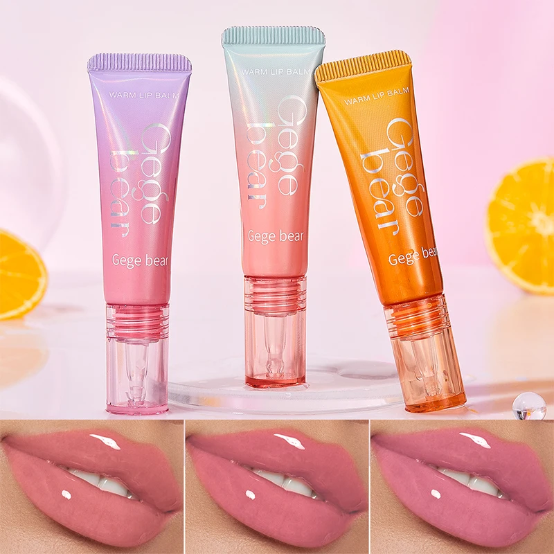 Gegebear Fruit Extract Temperature-Changing Lip Balm Moisturizes in Autumn and Winter, Deeply Nourishes, Long-Lasting Moisture Retention, Prevents Dryness and Cracking, Improves Lip Lines, Lip Care, Lip Gloss.