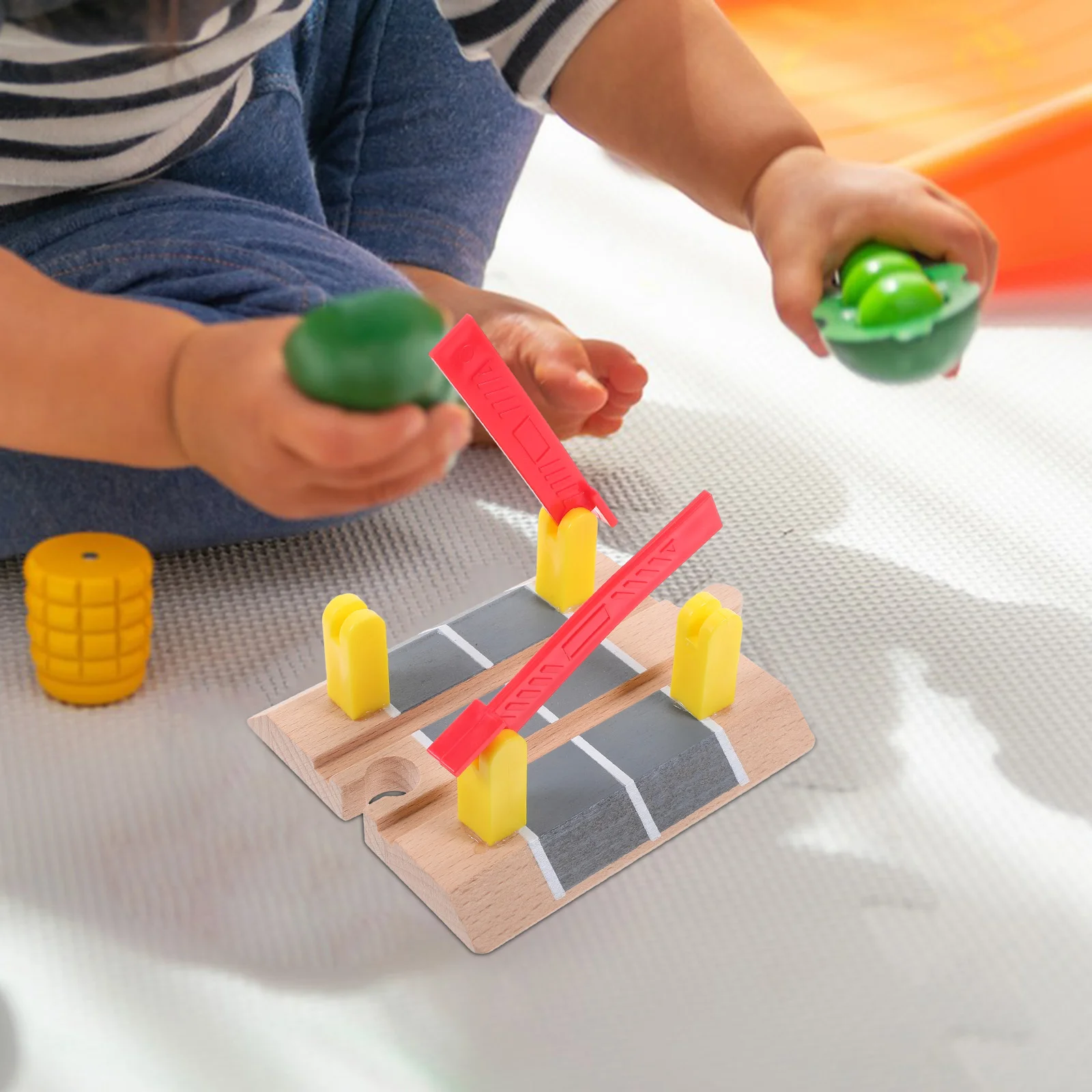 Accesorios para vía de tren, bloque de carretera de simulación de coche, barrera de barandilla de plástico, trenes de juguete para niños