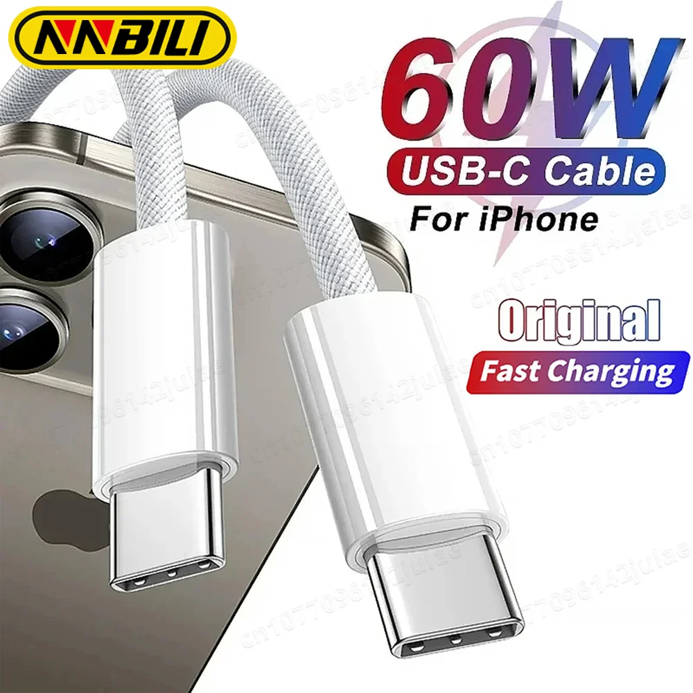 NNBILI 60W USB C to USB C Fast Charging PD Cable For iPhone 15 Pro Max Plus iPad Air 5 Samsung Huawei Xiaomi Type-C to Type-C ﻿