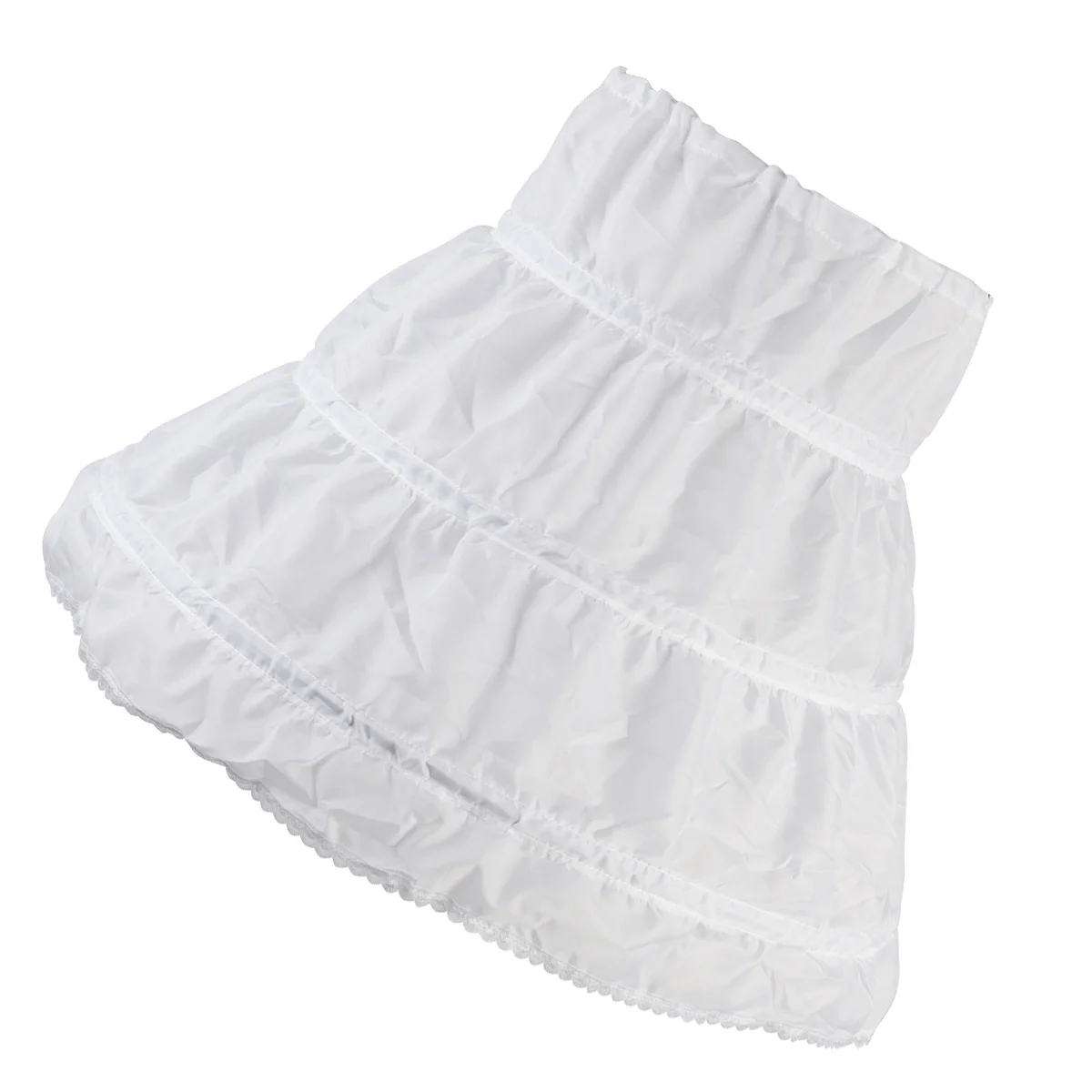 

Girls Petticoat Flower Girl Skirt 3 Steel Hoops Elastic Hook Loop Straps Foldable Lightweight Durable Half Petticoat
