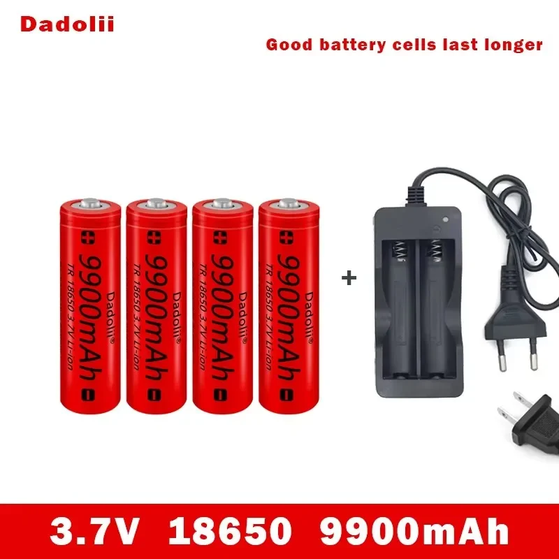 18650 Battery Rechargeable Battery 3.7V 18650 9900mAh Capacity Li-ion Rechargeable Battery For Flashlight Torch Battery+Charger