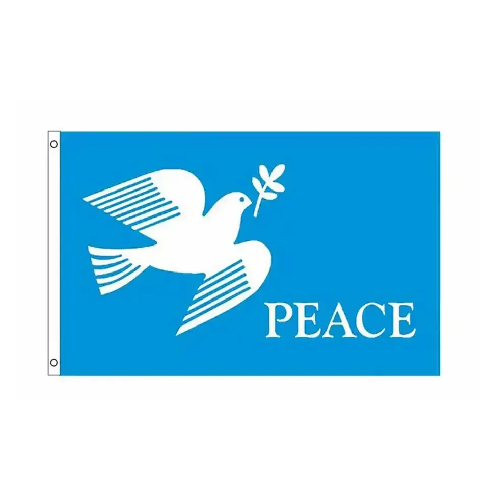 World Peace Flag Dove Stop The War Banner Custom With Grommets Outdoor Decor 150X90CM Polyester