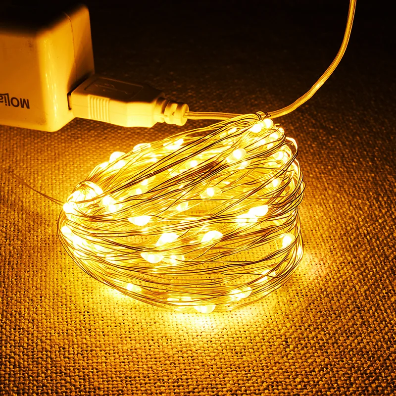 USB LED String  Fairy Lights 5M Silver Wire Garland Light Waterproof Fairy Lights For Christmas Wedding Holiday Party Decoration