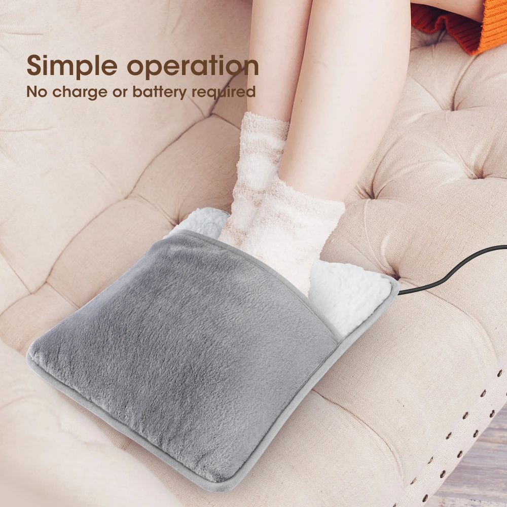 

USB Electric Foot Warmers Heater Slippers, Constant Temperature Heating Pad for Home Office Indoor Use with Flannel Bag