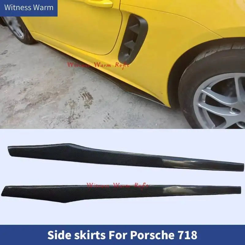 Mathiateurs de jupe latérale en fibre de carbone FRP pour Porsche, tablier de jupe latérale pour Boxster 718 Cayman 718 2016 2017 2018 2019
