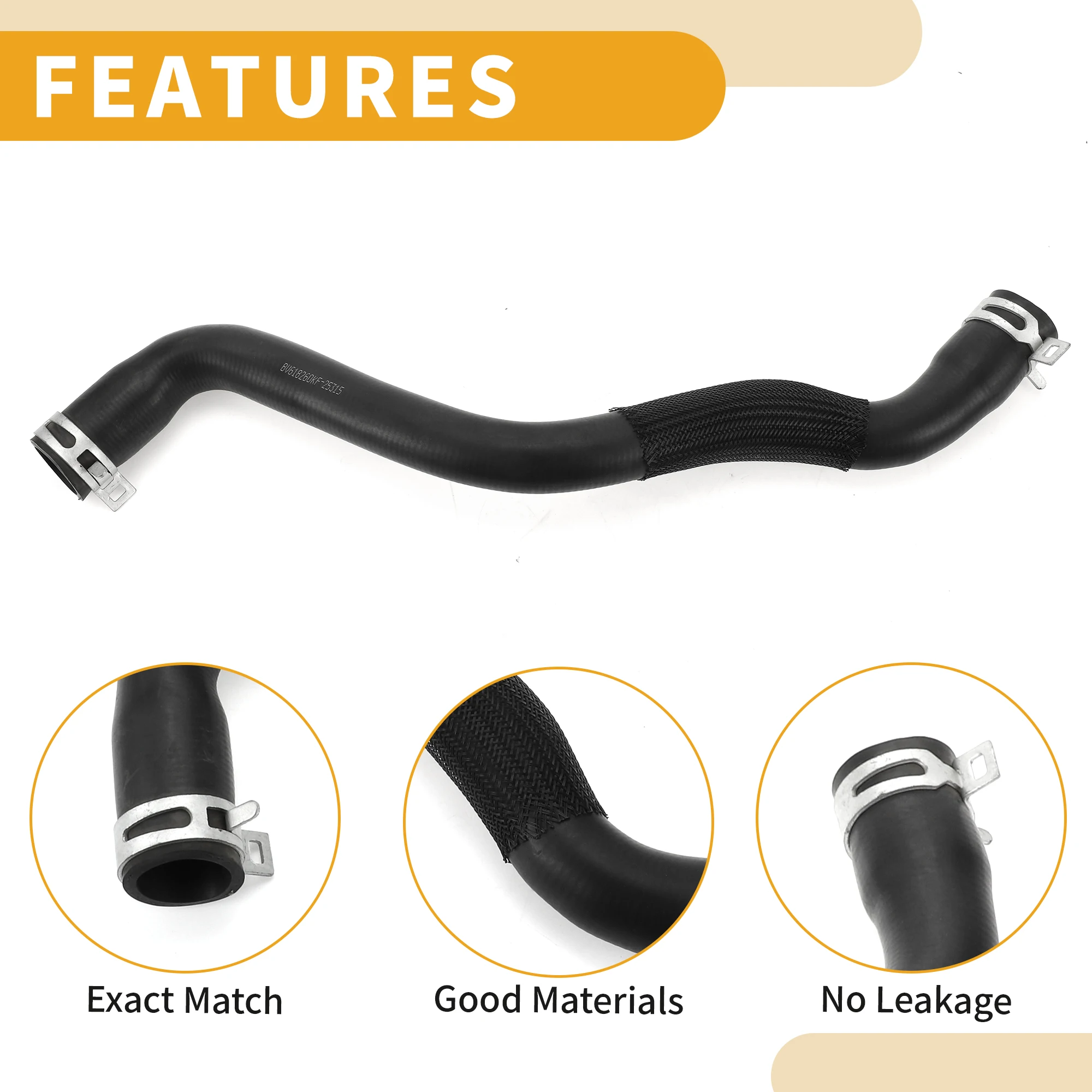 UXCELL Radiator Hose No.BV618260KF Upper Coolant Water Hose Pipe for Ford Focus Mk3 1.6 2.0 2010-2020 Black Good Sealing