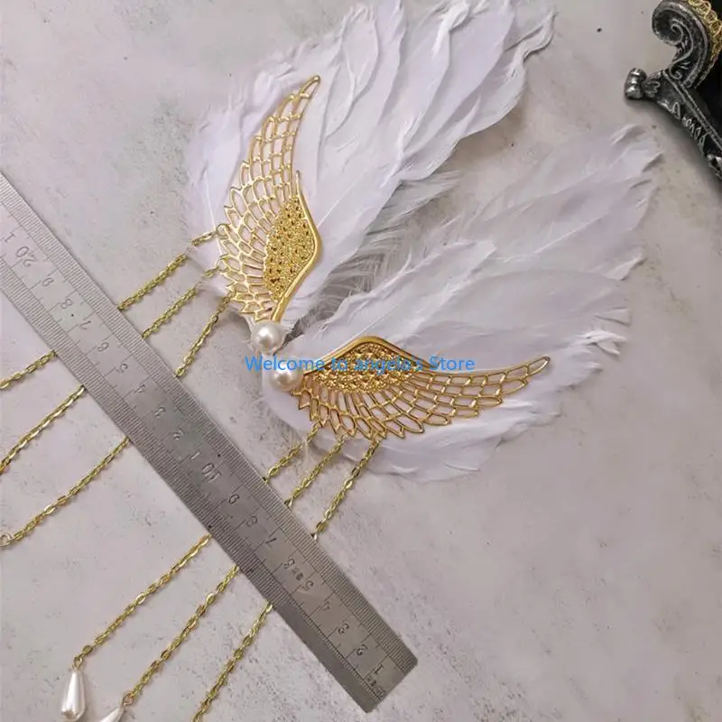 X4YC Federflügel-Haarspange, Boho-Quasten-Haarspange, Teenager-Mädchen, Foto-Requisiten, seitlicher Clip