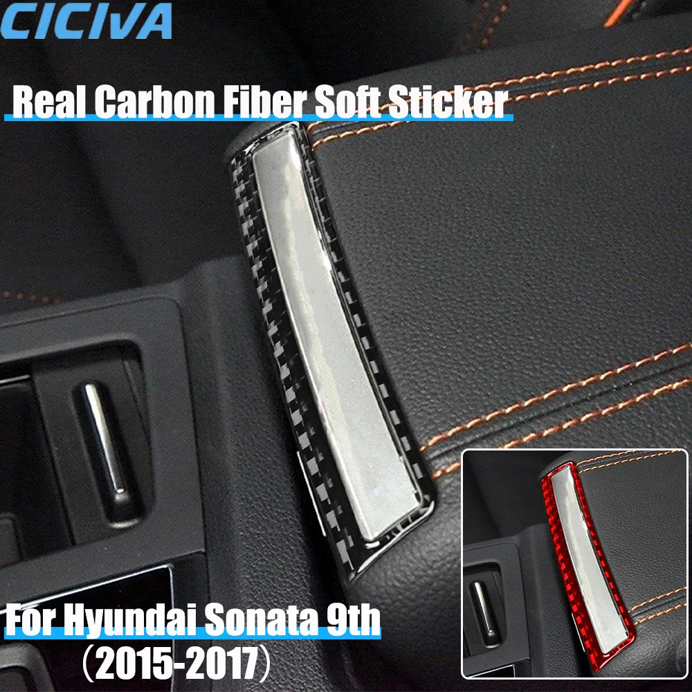 

Real Carbon Fiber Car Accessories Armrest Air Vent Decorative Trim Cover Soft Sticker For Hyundai Sonata 9th LF 2015 2016 2017
