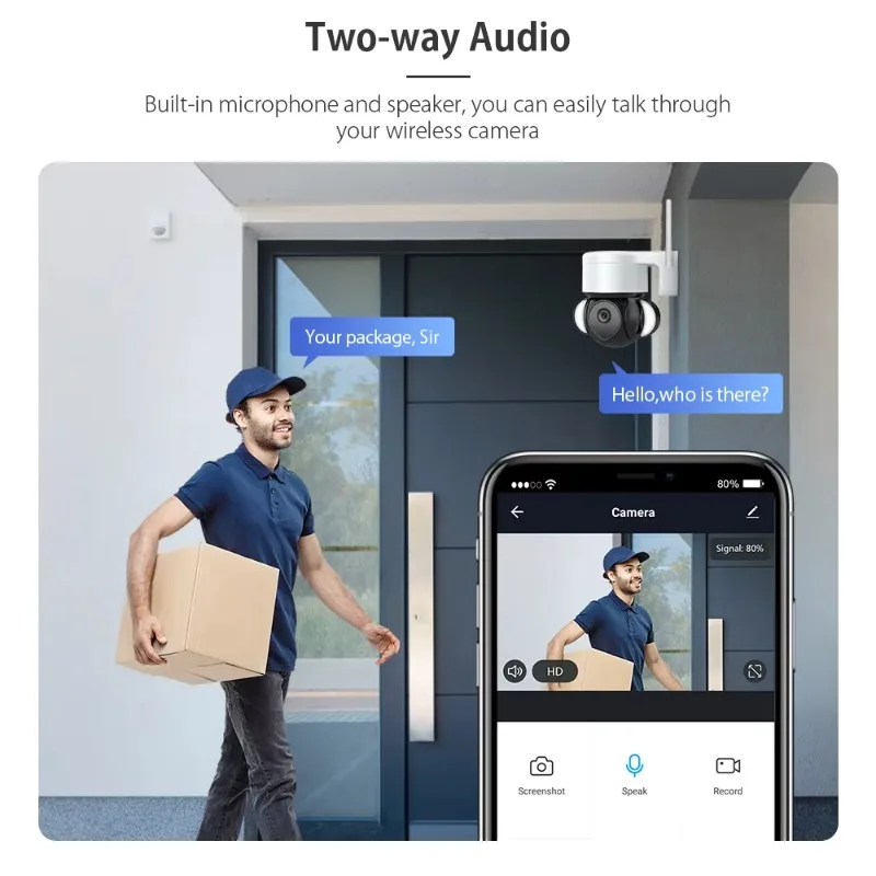 Tuya Smart 2Mp تتبع لاسلكي Ai Wifi Ip Ptz كاميرا 1080P كامل اللون للرؤية الليلية كاميرا صغيرة #6