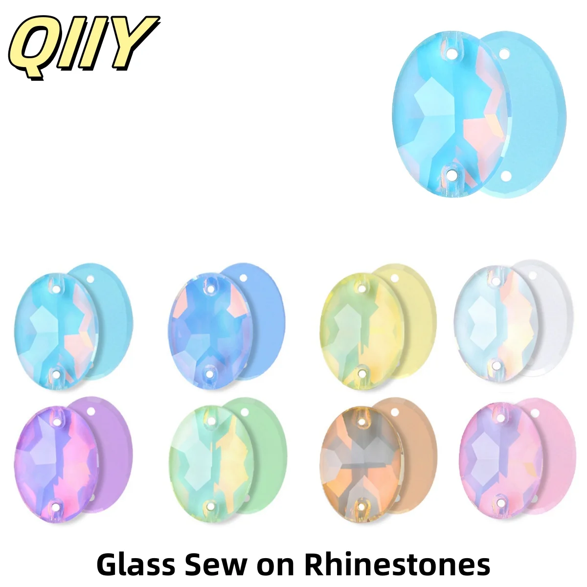 

QIIY Mocha Ellipse Sewing Rhinestones Boutique Glitter Glass Sew On Crystal For Wedding Dress Clothes DIY Decoration