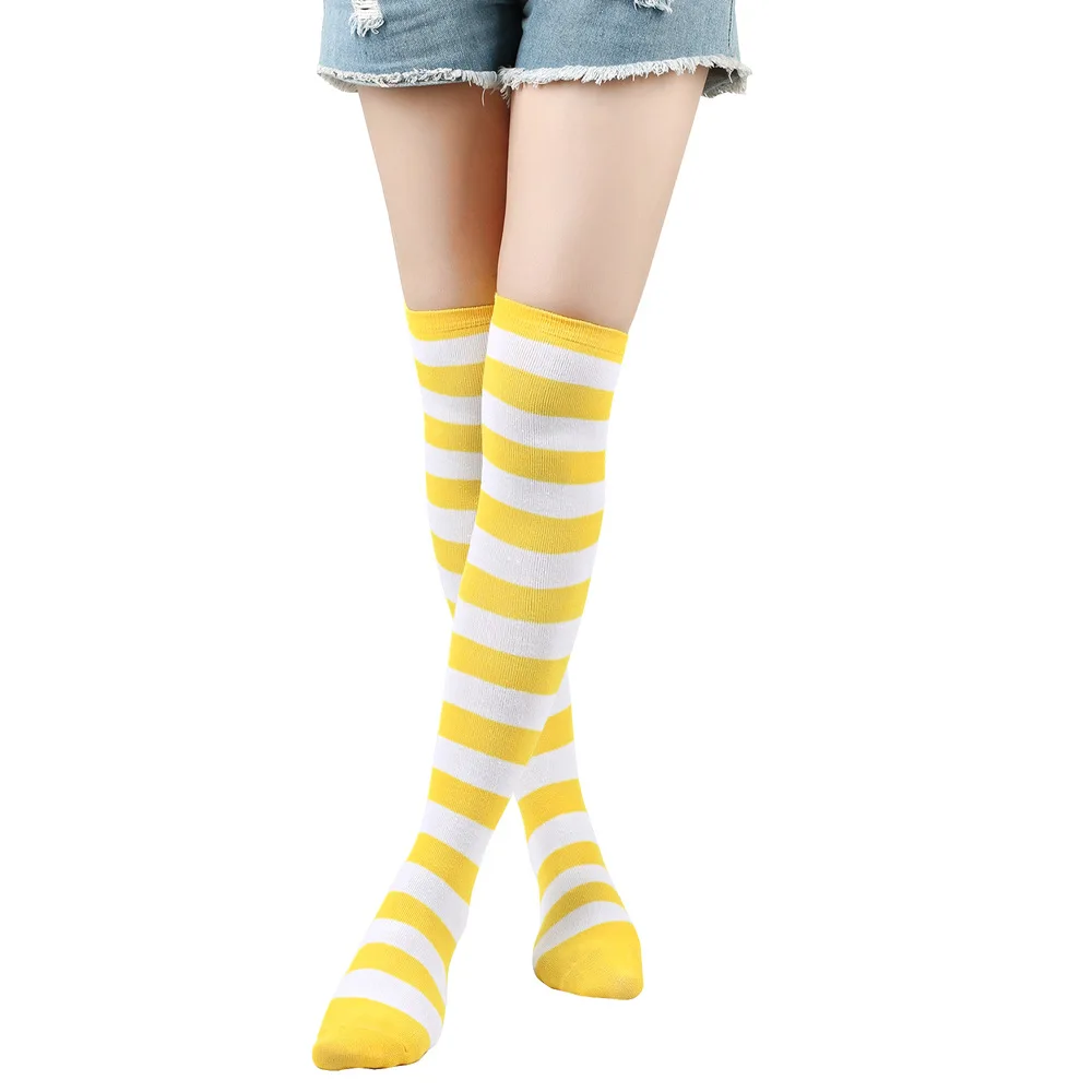 The Knee Socks for Ladies Women Thigh High Over Hosiery Long Cotton Stocking Knitted Warm Soks Black White Red Striped Christmas